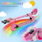 Patinete Infantil Plegable con Luces Música Altura Ajustable Ruedas Brillantes Pedal LED Carga 50kg 67x32x65-78cm Rosa