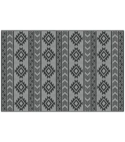 Alfombra de Exterior Reversible 182x274 cm Impermeable Anti-UV para Viajes en Autocaravana Negro y Gris