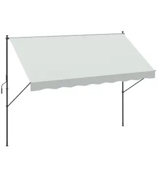 Toldo Manual Retráctil 300x175x210-310 cm Ajustable con Manivela Protección Solar UV40+ para Balcón Terraza Crema