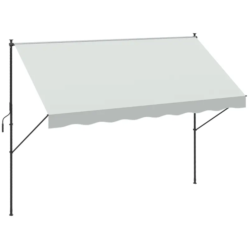 Toldo Manual Retráctil 300x175x210-310 cm Ajustable con Manivela Protección Solar UV40+ para Balcón Terraza Crema