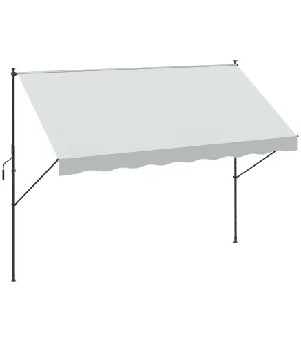 Toldo Manual Retráctil 300x175x210-310 cm Ajustable con Manivela Protección Solar UV40+ para Balcón Terraza Crema