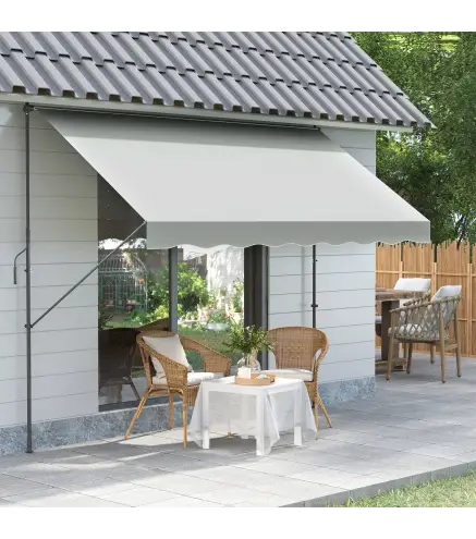 Toldo Manual Retráctil 300x175x210-310 cm Ajustable con Manivela Protección Solar UV40+ para Balcón Terraza Crema