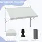 Toldo Manual Retráctil 300x175x210-310 cm Ajustable con Manivela Protección Solar UV40+ para Balcón Terraza Crema