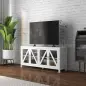 Mueble TV de Salón Mesa para Televisores de hasta 58" con 4 Puertas de Vidrio Estantes Ajustables 130x35x60 cm Blanco