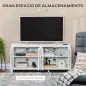 Mueble TV de Salón Mesa para Televisores de hasta 58" con 4 Puertas de Vidrio Estantes Ajustables 130x35x60 cm Blanco