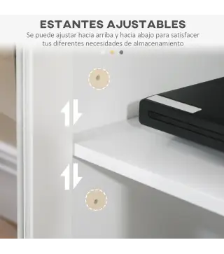 Mueble TV de Salón Mesa para Televisores de hasta 58" con 4 Puertas de Vidrio Estantes Ajustables 130x35x60 cm Blanco