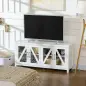 Mueble TV de Salón Mesa para Televisores de hasta 58" con 4 Puertas de Vidrio Estantes Ajustables 130x35x60 cm Blanco