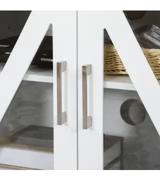 Mueble TV de Salón Mesa para Televisores de hasta 58" con 4 Puertas de Vidrio Estantes Ajustables 130x35x60 cm Blanco