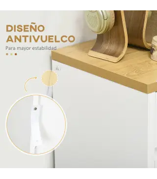 Cómoda Moderna con 4 Cajones Mueble Cajonera de Madera para Dormitorio Salón Habitación 70x37x75 cm Blanco y Natural