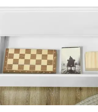 Cómoda Moderna con 4 Cajones Mueble Cajonera de Madera para Dormitorio Salón Habitación 70x37x75 cm Blanco y Natural