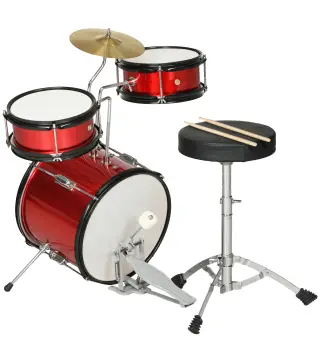 Batería para Niños de +3 Años con Taburete Ajustable Tambores Bombo Platillo Pedal y Baquetas 80x60x48-65 cm Rojo
