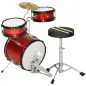 Batería para Niños de +3 Años con Taburete Ajustable Tambores Bombo Platillo Pedal y Baquetas 80x60x48-65 cm Rojo
