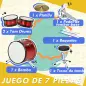 Batería para Niños de +3 Años con Taburete Ajustable Tambores Bombo Platillo Pedal y Baquetas 80x60x48-65 cm Rojo