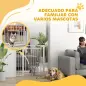 Puerta para Perros con Ancho Ajustable 76-104 cm 2 Extensiones Doble Bloqueo y Puerta Pequeña Blanco