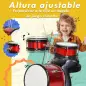 Batería para Niños de +3 Años con Taburete Ajustable Tambores Bombo Platillo Pedal y Baquetas 80x60x48-65 cm Rojo