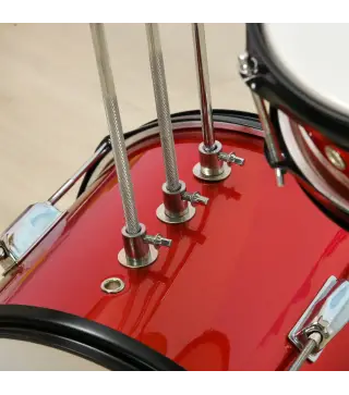 Batería para Niños de +3 Años con Taburete Ajustable Tambores Bombo Platillo Pedal y Baquetas 80x60x48-65 cm Rojo