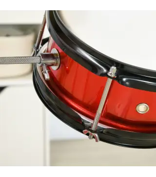 Batería para Niños de +3 Años con Taburete Ajustable Tambores Bombo Platillo Pedal y Baquetas 80x60x48-65 cm Rojo