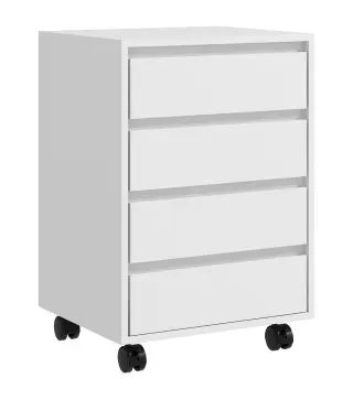Cajonera de Oficina con 4 Cajones Cajonera de Escritorio con Ruedas para Estudio 46x40x65 cm Blanco