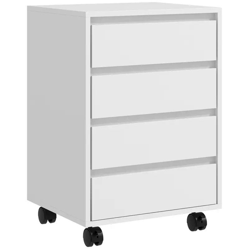 Cajonera de Oficina con 4 Cajones Cajonera de Escritorio con Ruedas para Estudio 46x40x65 cm Blanco Cajonera de Oficina con 4 Cajones Cajonera de Escritorio con Ruedas para Estudio 46x40x65 cm Blanco