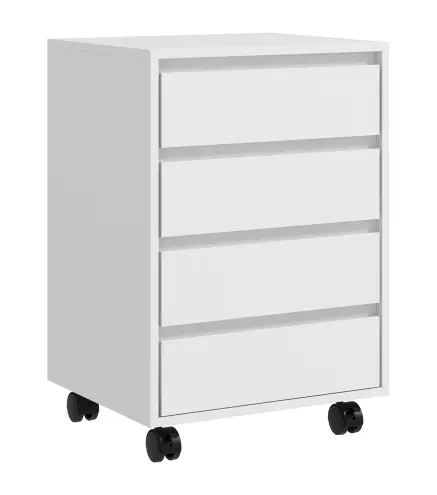 Cajonera de Oficina con 4 Cajones Cajonera de Escritorio con Ruedas para Estudio 46x40x65 cm Blanco