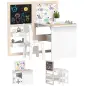 Mesa Infantil con Silla y Caballete Plegable Mesa para Niños de +3 Años con Estantes y Rollo de Papel Blanco