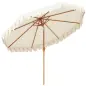 Sombrilla de Jardín Ø264x240 cm con Ángulo Ajustable Manivela y Toldo con Volantes Decorativos para Patio Terraza Crema Sombrilla de Jardín Ø264x240 cm con Ángulo Ajustable Manivela y Toldo con Volantes Decorativos para Patio Terraza Crema