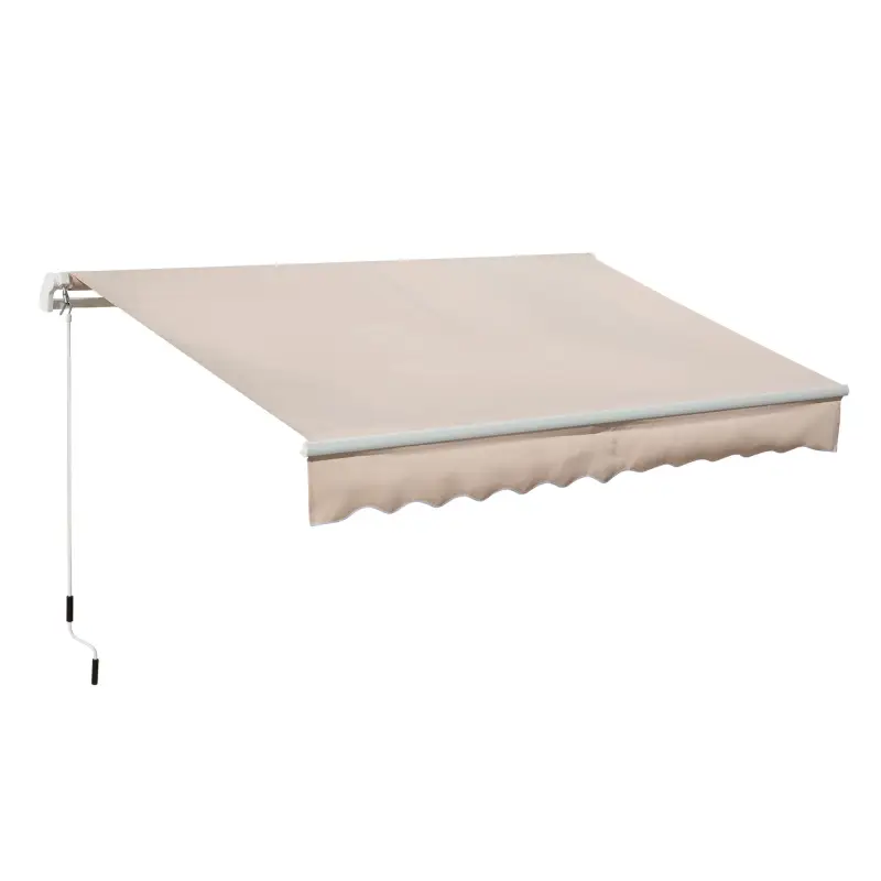 Toldo Manual Retráctil 295x200 cm con Manivela de Metal Impermeable y Anti-UV para Jardín Terraza Beige