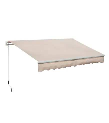 Toldo Manual Retráctil 295x200 cm con Manivela de Metal Impermeable y Anti-UV para Jardín Terraza Beige