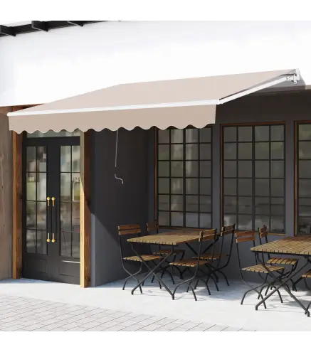 Toldo Manual Retráctil 295x200 cm con Manivela de Metal Impermeable y Anti-UV para Jardín Terraza Beige