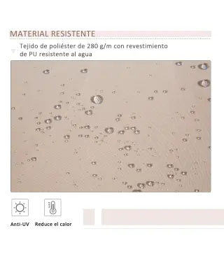 Toldo Manual Retráctil 295x200 cm con Manivela de Metal Impermeable y Anti-UV para Jardín Terraza Beige