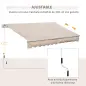Toldo Manual Retráctil 295x200 cm con Manivela de Metal Impermeable y Anti-UV para Jardín Terraza Beige