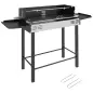 Barbacoa de Carbón Portátil con Pincho Giratorio Parrilla Estantes Plegables y Paravientos 118x32x90 cm Negro Barbacoa de Carbón Portátil con Pincho Giratorio Parrilla Estantes Plegables y Paravientos 118x32x90 cm Negro