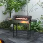Barbacoa de Carbón Portátil con Pincho Giratorio Parrilla Estantes Plegables y Paravientos 118x32x90 cm Negro Barbacoa de Carbón Portátil con Pincho Giratorio Parrilla Estantes Plegables y Paravientos 118x32x90 cm Negro