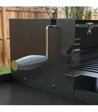 Barbacoa de Carbón Portátil con Pincho Giratorio Parrilla Estantes Plegables y Paravientos 118x32x90 cm Negro