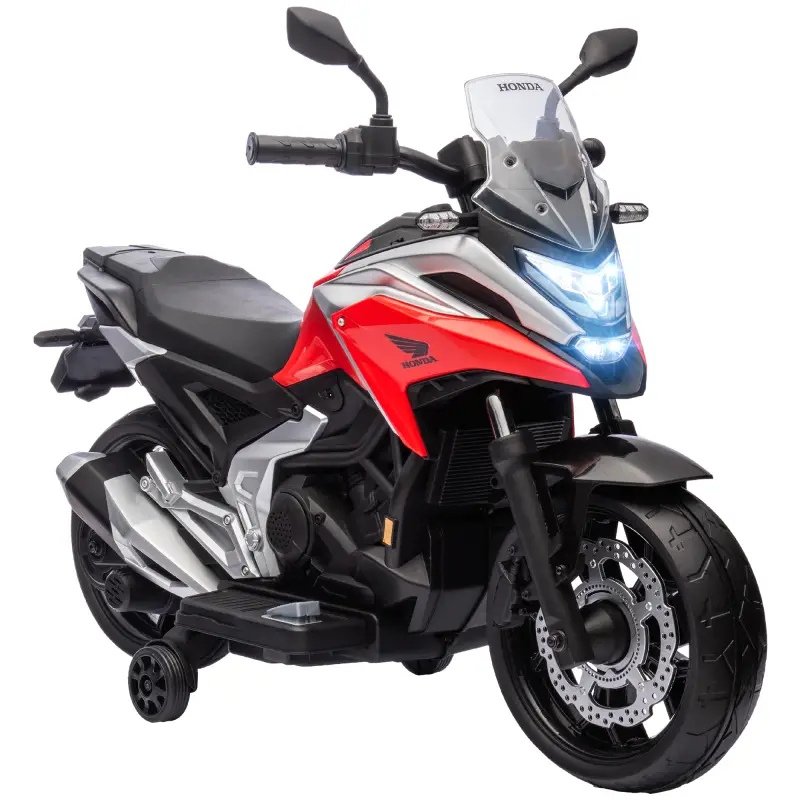 Moto Eléctrica para Niños de +3 Años con Licencia Honda con USB MP3 Luz LED y Velocidad 3 km/h Carga 30 kg Rojo