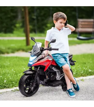 Moto Eléctrica para Niños de +3 Años con Licencia Honda con USB MP3 Luz LED y Velocidad 3 km/h Carga 30 kg Rojo
