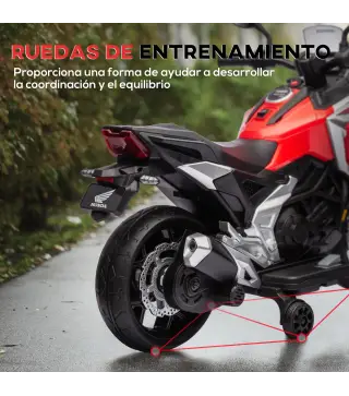 Moto Eléctrica para Niños de +3 Años con Licencia Honda con USB MP3 Luz LED y Velocidad 3 km/h Carga 30 kg Rojo