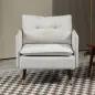 Sillón de Salón Moderno Tapizado en Lino con Reposabrazos Asiento Acolchado y Patas de Acero 76x68x80 cm Crema