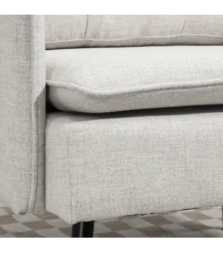 Sillón de Salón Moderno Tapizado en Lino con Reposabrazos Asiento Acolchado y Patas de Acero 76x68x80 cm Crema