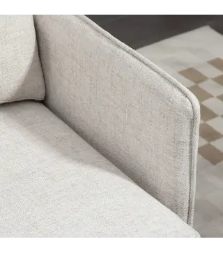 Sillón de Salón Moderno Tapizado en Lino con Reposabrazos Asiento Acolchado y Patas de Acero 76x68x80 cm Crema