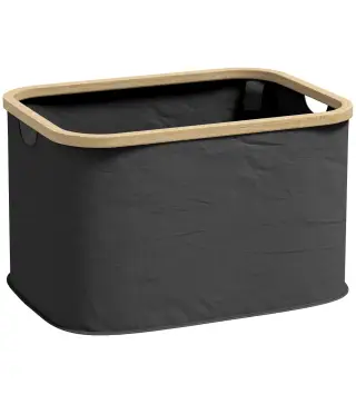 Cesto de la Ropa Sucia Plegable 36 L con Asas para Baño Dormitorio Lavadero 44,3x33,3x26,5 cm Negro