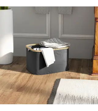 Cesto de la Ropa Sucia Plegable 36 L con Asas para Baño Dormitorio Lavadero 44,3x33,3x26,5 cm Negro