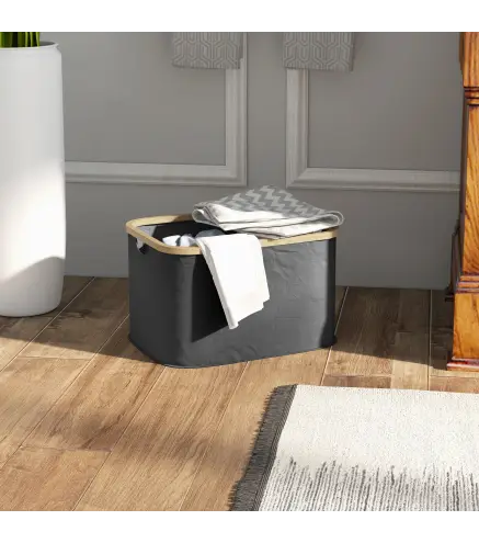 Cesto de la Ropa Sucia Plegable 36 L con Asas para Baño Dormitorio Lavadero 44,3x33,3x26,5 cm Negro