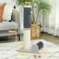 Poste Rascador para Gatos Arañador de Sisal con Cepillo de Auto Acicalado y Bola de Juguete 40x48x85 cm Gris y Crema