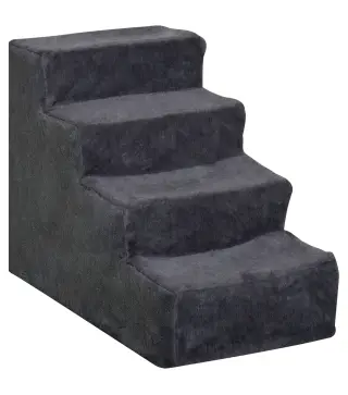 Escalera para Mascotas de 4 Peldaños con Funda Extraíble y Lavable para Cama Sofá 60x35x44 cm Gris Oscuro