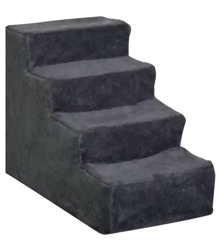 Escalera para Mascotas de 4 Peldaños con Funda Extraíble y Lavable para Cama Sofá 60x35x44 cm Gris Oscuro