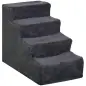 Escalera para Mascotas de 4 Peldaños con Funda Extraíble y Lavable para Cama Sofá 60x35x44 cm Gris Oscuro