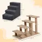 Escalera para Mascotas de 4 Peldaños con Funda Extraíble y Lavable para Cama Sofá 60x35x44 cm Gris Oscuro