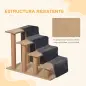 Escalera para Mascotas de 4 Peldaños con Funda Extraíble y Lavable para Cama Sofá 60x35x44 cm Gris Oscuro
