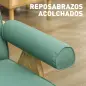 Sillón de Salón Tapizado en PU con Reposabrazos y Marco de Madera de Caucho para Dormitorio Carga 120 kg Verde
